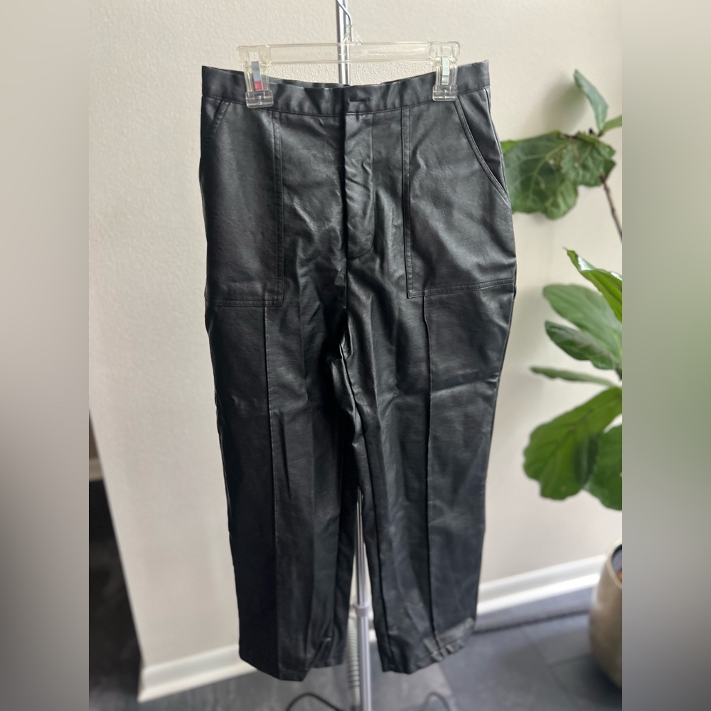 Black Relaxed Leather Pants